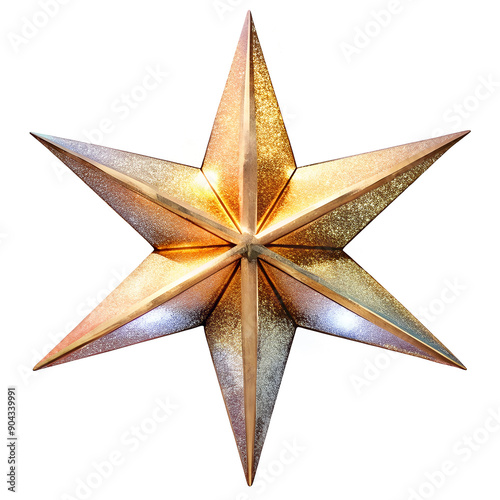 Gold six-pointed star shiny, with glitter