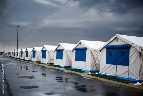 New Tents for Refugees. Temporary migrant shelter