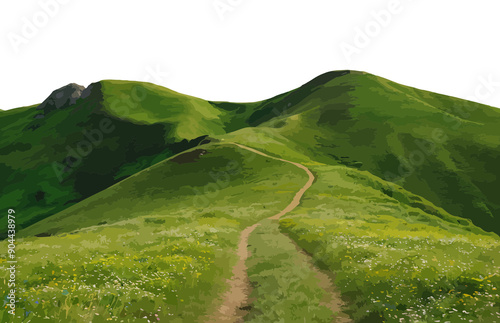 Green hills lanscape cut out natural view grass beauty nature background fertile mountain white transparent farm outdoors ecosystem flora