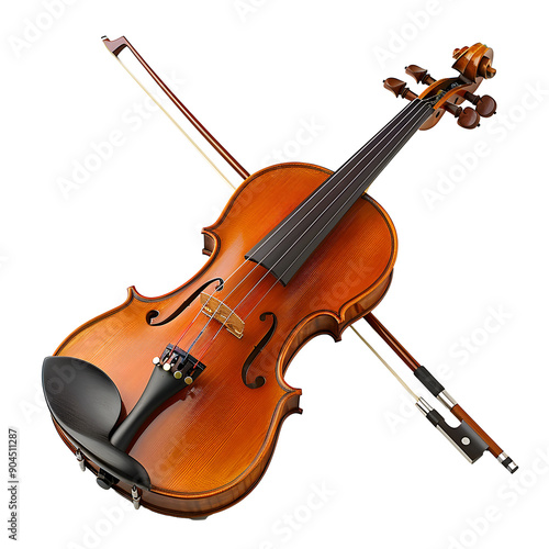 Violin and Bow on transparent Background 