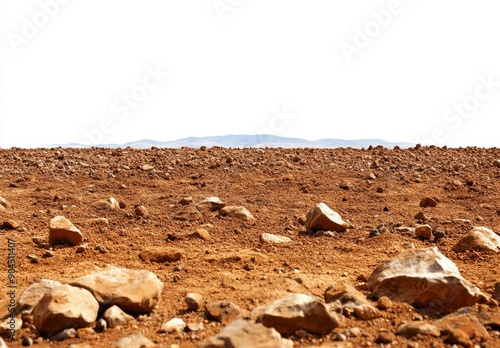 Martian surface. barren landscape. PNG file.