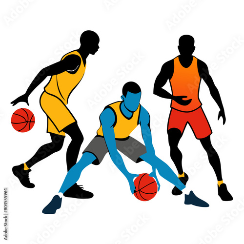 Basketball team dribbling drills Vector SVG Silhouette illustration, Laser cut, Basketball team dribbling drills Clipart