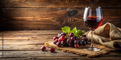 Delicious glass of wine on a rustic table, wine, red, drink, beverage, alcohol, refreshment, celebration, party