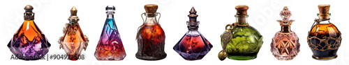 Magic potion bottle png cut out element set