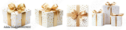 White gift box png element set on transparent background