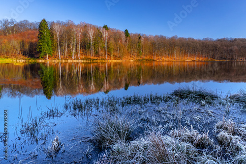 Mroźny poranek nad jeziorem