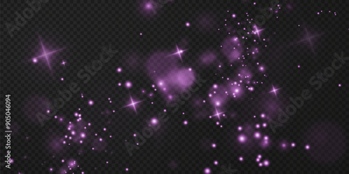 Christmas background. Powder PNG. Magic shining dust. Fine, shiny dust pink bokeh particles fall off slightly. Fantastic shimmer effect. 