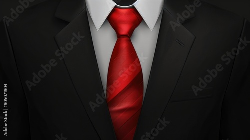 Black suit with red tie closeup