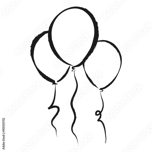 Floating balloons png sticker, cute doodle on transparent background