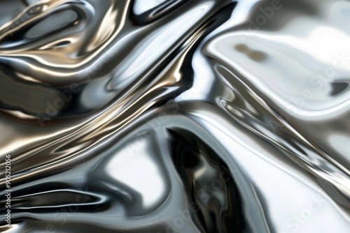 A close-up shot of a smooth, metallic chrome surface from a perpendicular viewpoint, showcasing its reflective properties. The image highlights the surface's intricate details and mirror-like finish.