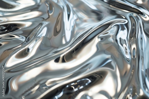 A close-up shot of a smooth, metallic chrome surface from a perpendicular viewpoint, showcasing its reflective properties. The image highlights the surface's intricate details and mirror-like finish.