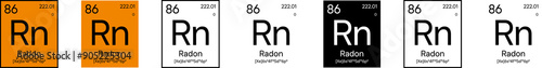 Radon Element Symbol with Additional Info | Part of the Periodic Table of Elements Kit | High-Res, 7 Design Styles, Isolated on Transparent Background