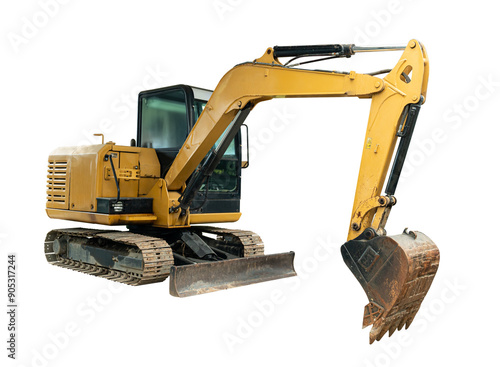 Excavator isolated on transparent background, PNG File.