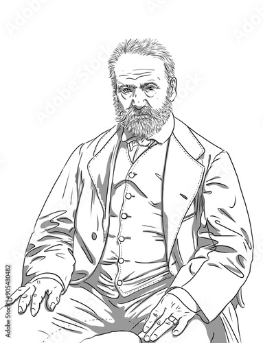 Portrait of Victor Hugo, famous french writter, author of the Miserables