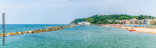 A view along the beach at Gabicce Mare, Italy in summertime