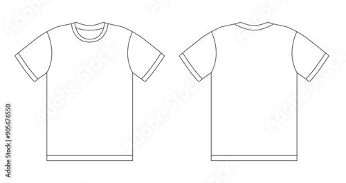 Camiseta blanca mockup plantilla vectorial vista frontal y trasera