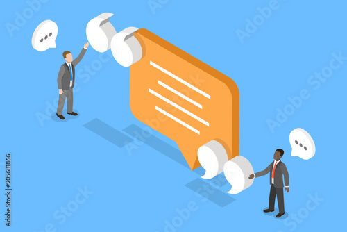 3D Isometric Flat Vector Illustration of Quote, Symbolic Citation Text