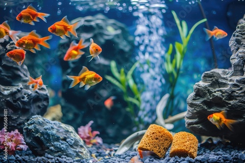 Aquarium Filter: Ceramic and Sponge Material for Aquarium Fish in Water