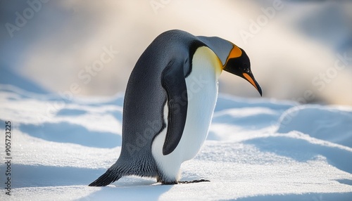 king penguin in polar regions king penguin aptenodytes patagonicus in the snow