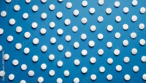 polka dot pattern off white circles blue background