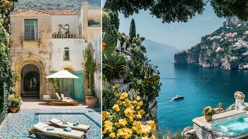 Moodboard Representing Italian Inspirations from the Amalfi Coast and Malfy Gin: Dolce Vita, Luxury, and Modernity