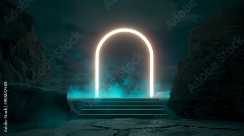 A mysterious portal glowing with an otherworldly light in an ancient ruin