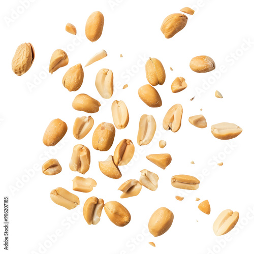 Tasty and nutritious peanuts isolated on transparent white background, clipping path