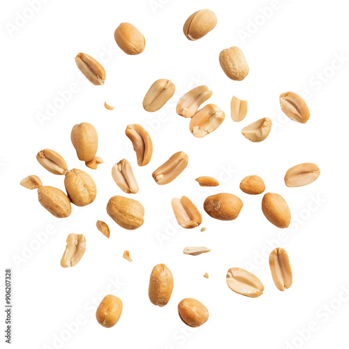 Tasty and nutritious peanuts isolated on transparent white background, clipping path