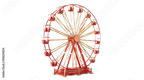  Red and White Ferris Wheel with Gondolasisolated.png