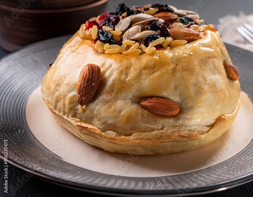 Traditional Turkey Dhis-Perde pilav a buttery dough filled with, almonds, pine nuts and butter