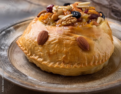 Traditional Turkey Dhis-Perde pilav a buttery dough filled with, almonds, pine nuts and butter