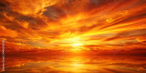 Abstract background Orange Sky Fiery orange sunset sky AI-Created Content