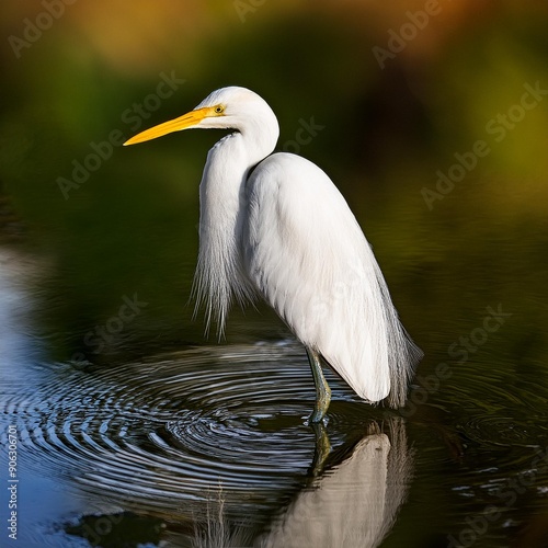 yellow-billed egret, AI generated