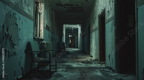 Halloween concept, scary abandoned hospital