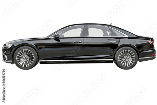 A luxury sedan isolated on a white background, showcasing its sleek lines and modern design.