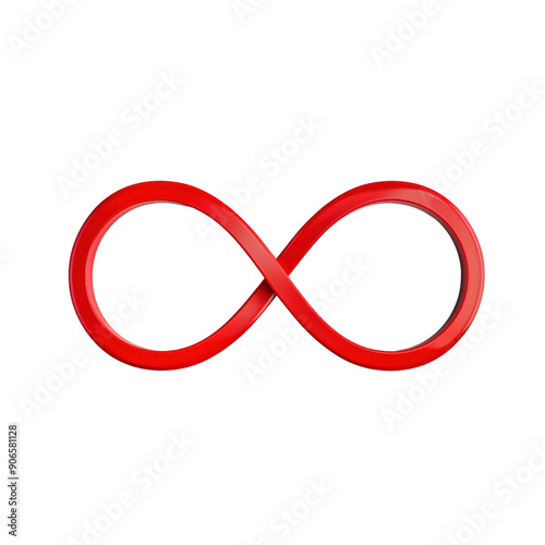 Red infinity symbol representing eternity, endless loop, perpetual motion, and lasting ideas. Perfect for concepts of timelessness and continuity.