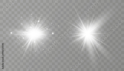 Glow light effect. Star burst with sparkles.Sun.