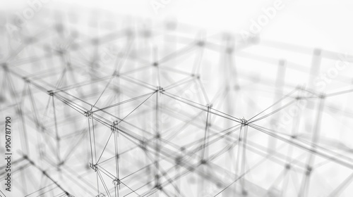 Abstract geometric network of lines and points, representing connection, communication, and technology. The white background provides a clean and modern aesthetic.