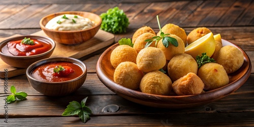 colorful arrangement of traditional Brazilian snacks, including p?o de queijo