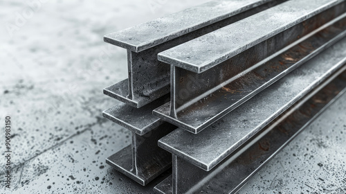 Stack of metal i-beams for construction industry