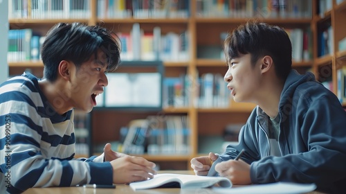 Two Students Arguing in Library