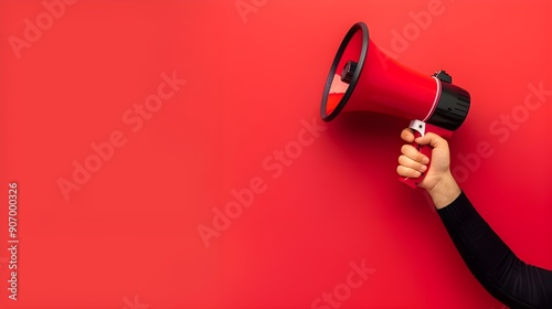 Hand Holding Red Megaphone