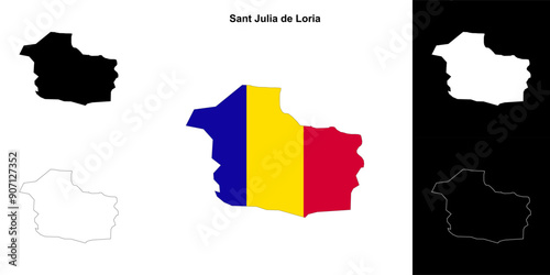 Sant Julia de Loria parish outline map set