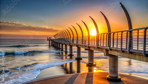 Sunrise over the Indian Ocean seen through Pier