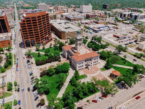 Downtown Colorado Springs and the Pioneers Museum, Colorado, United States Of America.