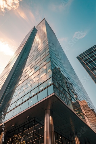 A high-rise building with numerous windowed floors, suitable for architectural or cityscape images