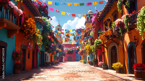 Colorful Mexican Street Scene