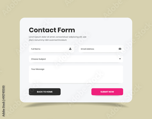 Contact form popup web and mobile interface template design