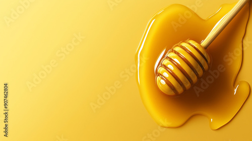 golden honey on a yellow background