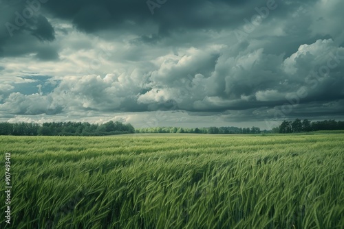 A field of tall grass is blowing in the wind